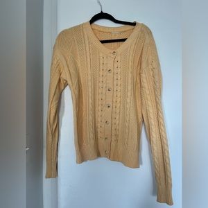 Rouje yellow cable knit cardigan button down luxe quality vintage